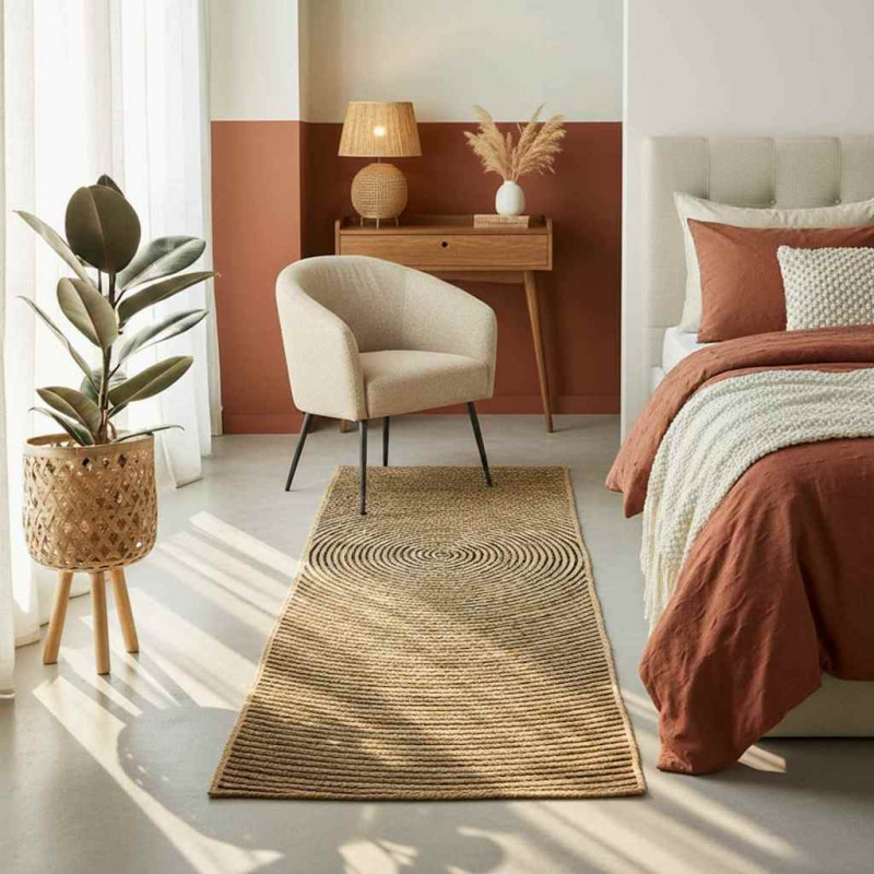 Dywan Naturalny i czarny 60 x 400 cm Juta