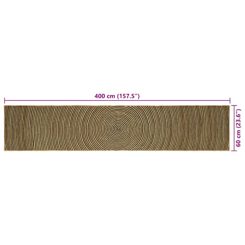 Dywan Naturalny i czarny 60 x 400 cm Juta
