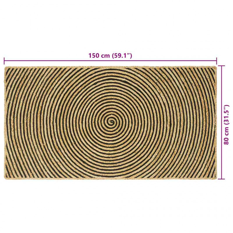 Dywan Naturalny i czarny 80 x 150 cm Juta