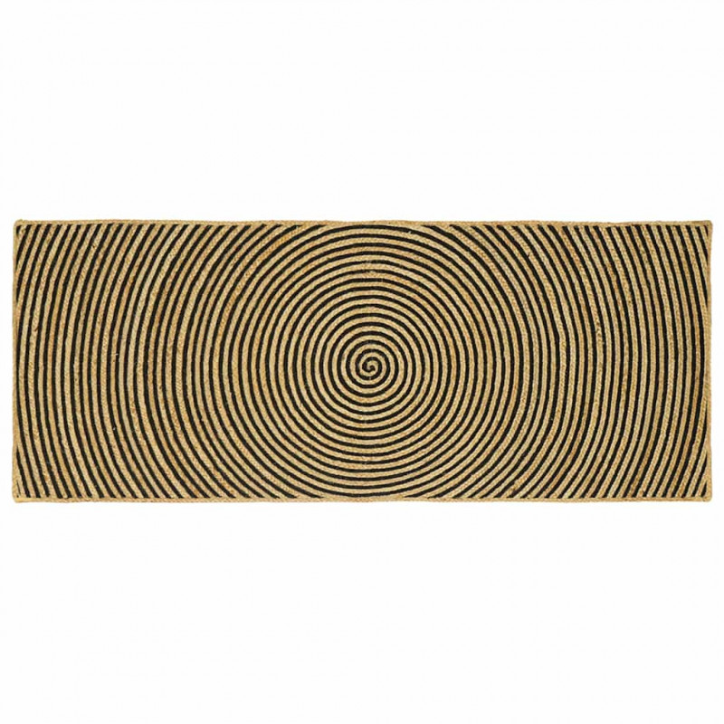 Dywan Naturalny i czarny 80 x 200 cm Juta