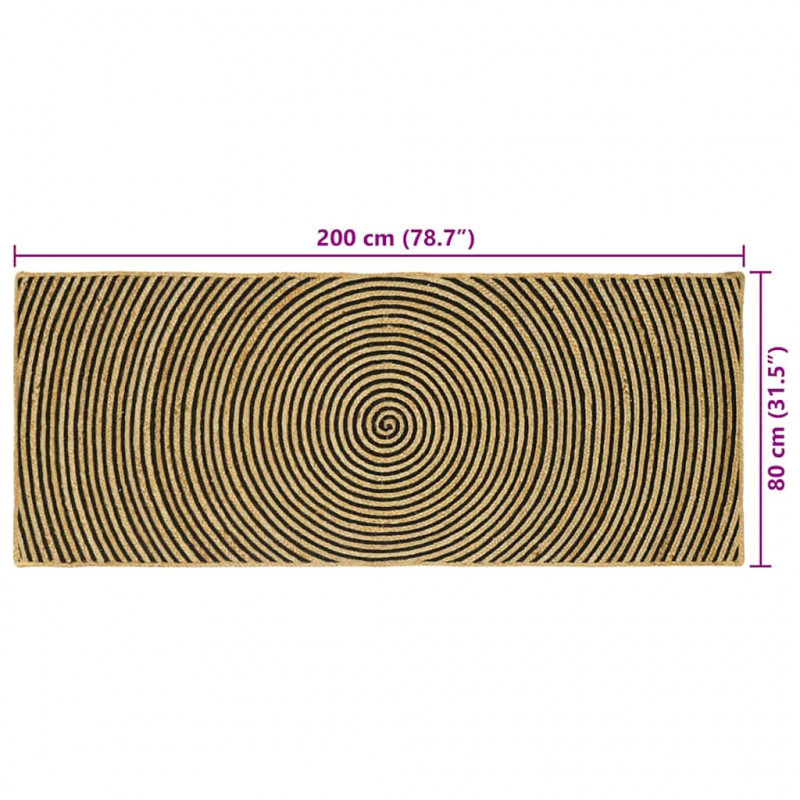 Dywan Naturalny i czarny 80 x 200 cm Juta