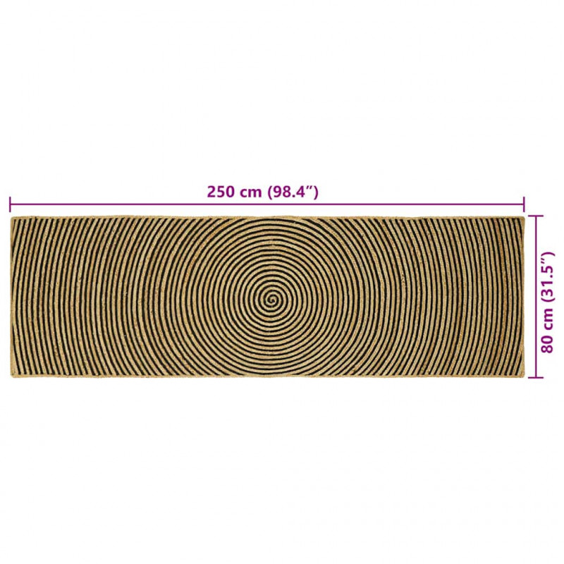 Dywan Naturalny i czarny 80 x 250 cm Juta