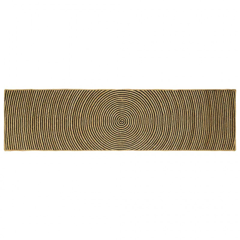 Dywan Naturalny i czarny 80 x 300 cm Juta