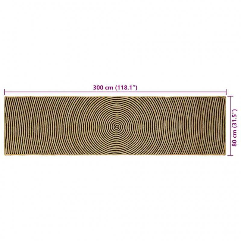 Dywan Naturalny i czarny 80 x 300 cm Juta