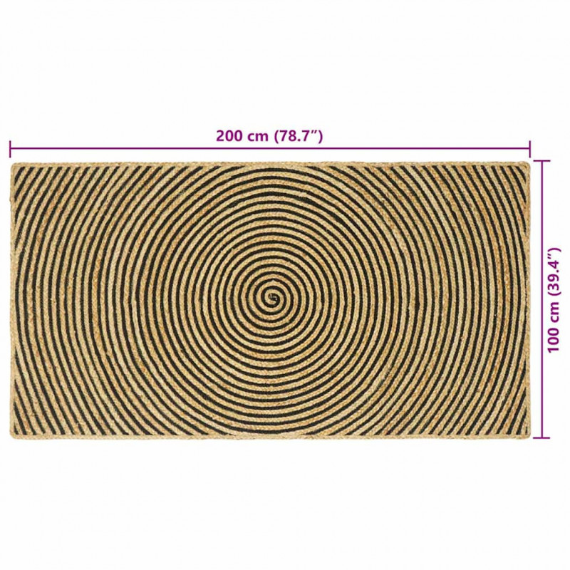 Dywan Naturalny i czarny 100 x 200 cm Juta