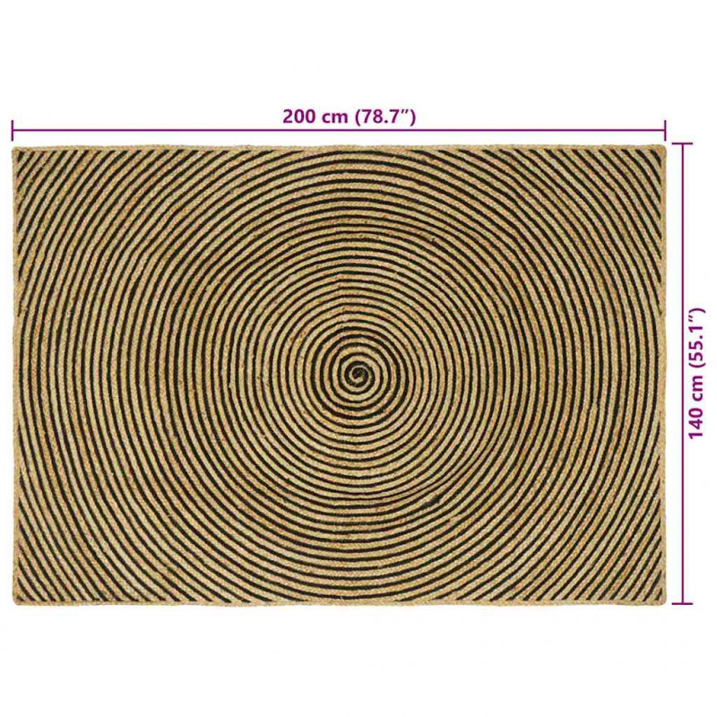 Dywan Naturalny i czarny 140 x 200 cm Juta
