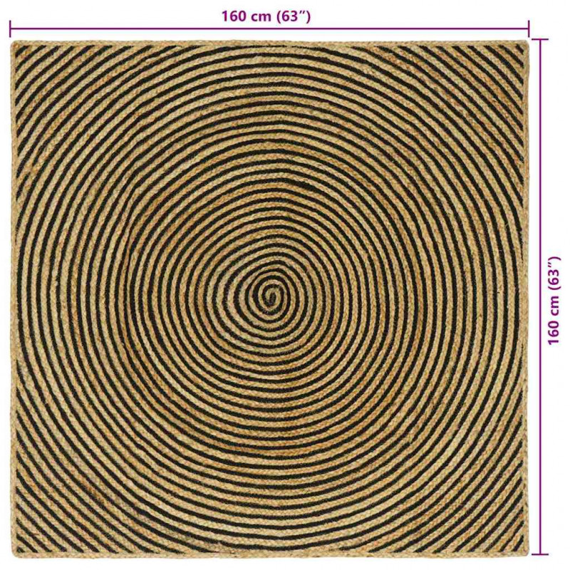 Dywan Naturalny i czarny 160 x 160 cm Juta