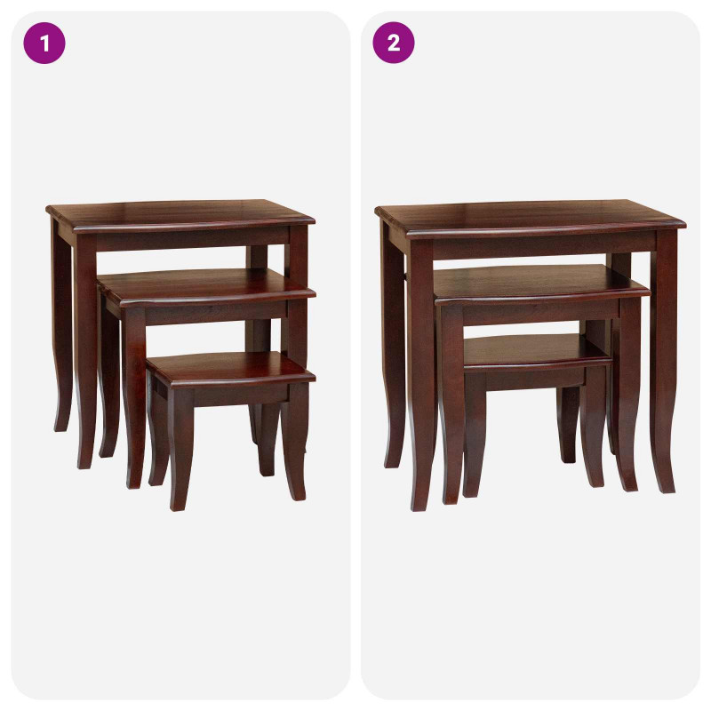 Stoliki boczne do nestingu 3 pcs Brązowy Lite drewno mahoniowe