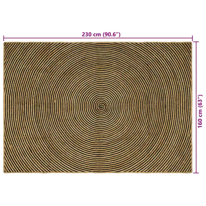 Dywan Naturalny i czarny 160 x 230 cm Juta