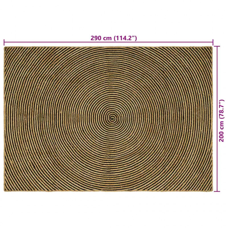 Dywan Naturalny i czarny 200 x 290 cm Juta