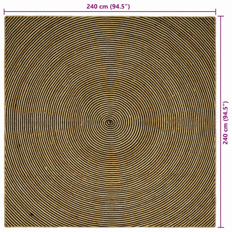 Dywan Naturalny i czarny 240 x 240 cm Juta