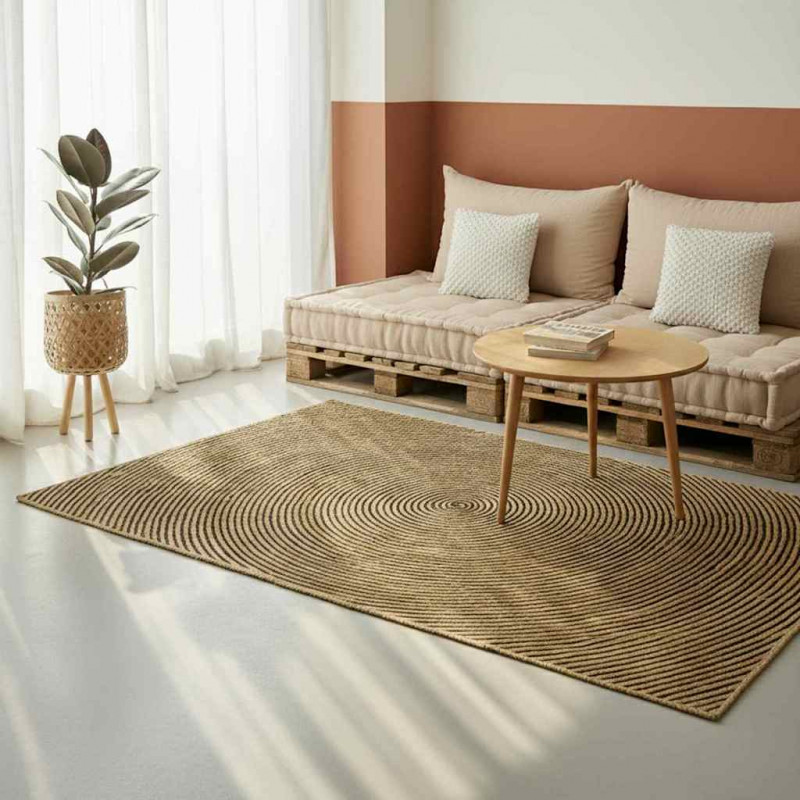 Dywan Naturalny i czarny 240 x 340 cm Juta