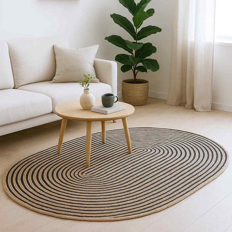 Dywan Naturalny i czarny 100 x 152 cm Juta