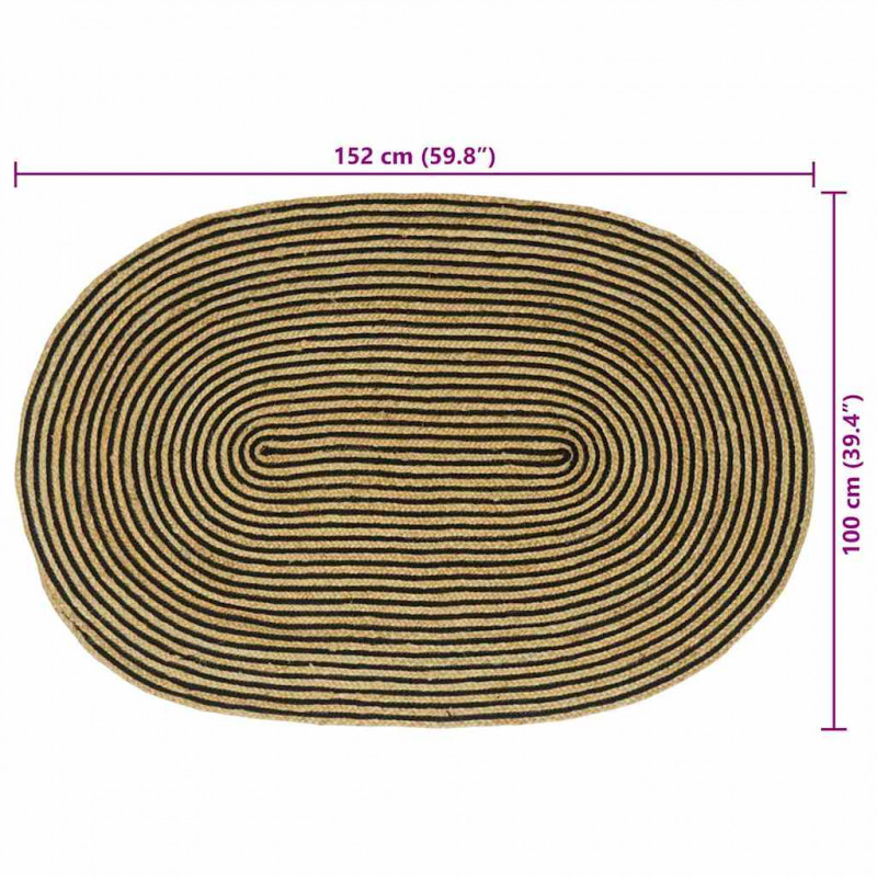 Dywan Naturalny i czarny 100 x 152 cm Juta
