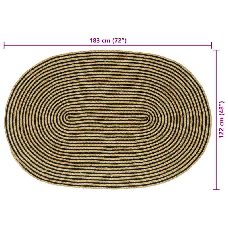Dywan Naturalny i czarny 122 x 183 cm Juta