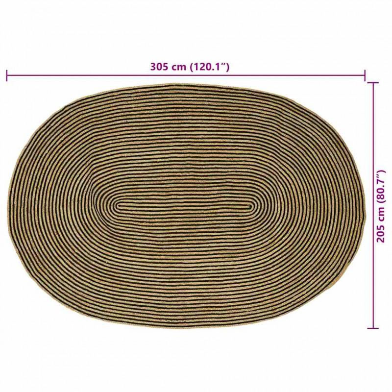 Dywan Naturalny i czarny 205 x 305 cm Juta