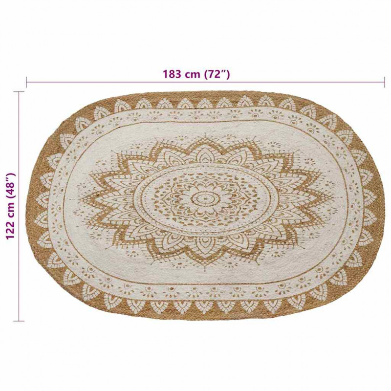 Dywan z juty Kwiatowy Naturalny 122 x 183 cm Juta