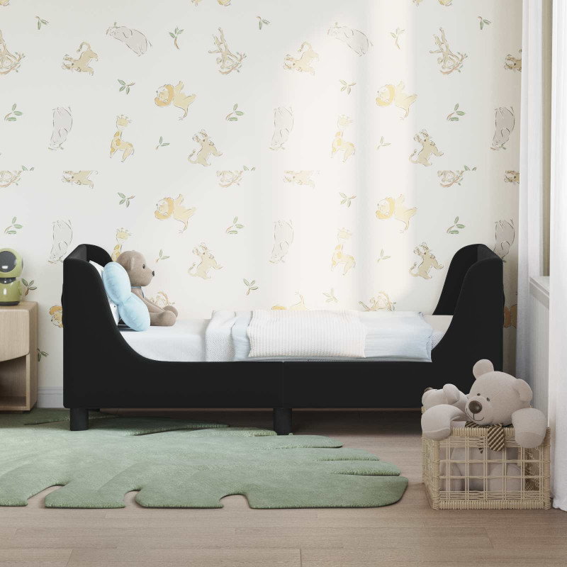 Stelaż łóżka dla malucha z oparciem Czarny 70 x 140 cm Aksamit