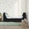 Stelaż łóżka dla malucha z oparciem Czarny 70 x 140 cm Aksamit