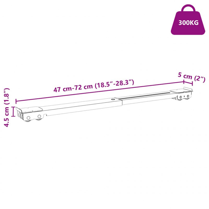 Podstawa pod pralkę 2 pcs Srebrny 72 x 5 x 4,5 cm