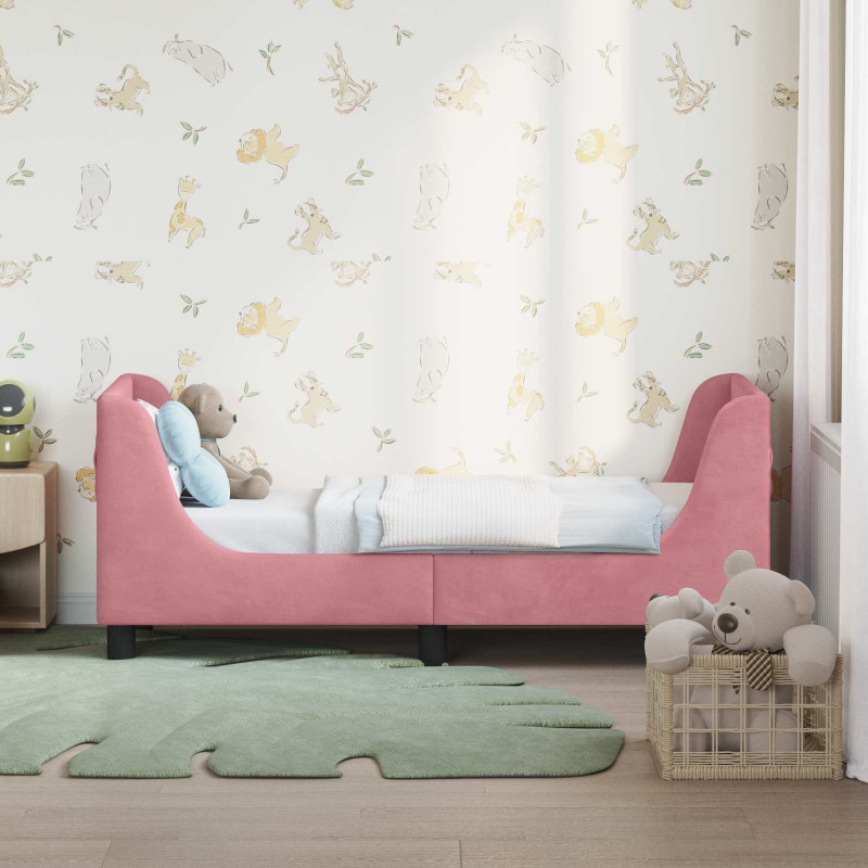 Stelaż łóżka dla malucha z oparciem Różowy 70 x 140 cm Aksamit
