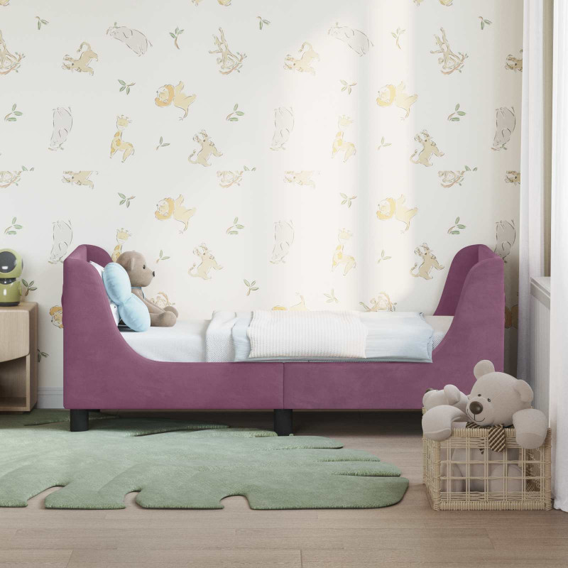 Stelaż łóżka dla malucha z oparciem Fioletowy 70 x 140 cm