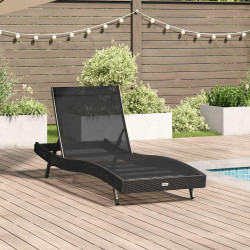 Leżak Czarny 197 x 70 x 82 cm polirattan