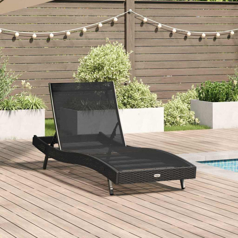 Leżak Czarny 197 x 70 x 82 cm polirattan