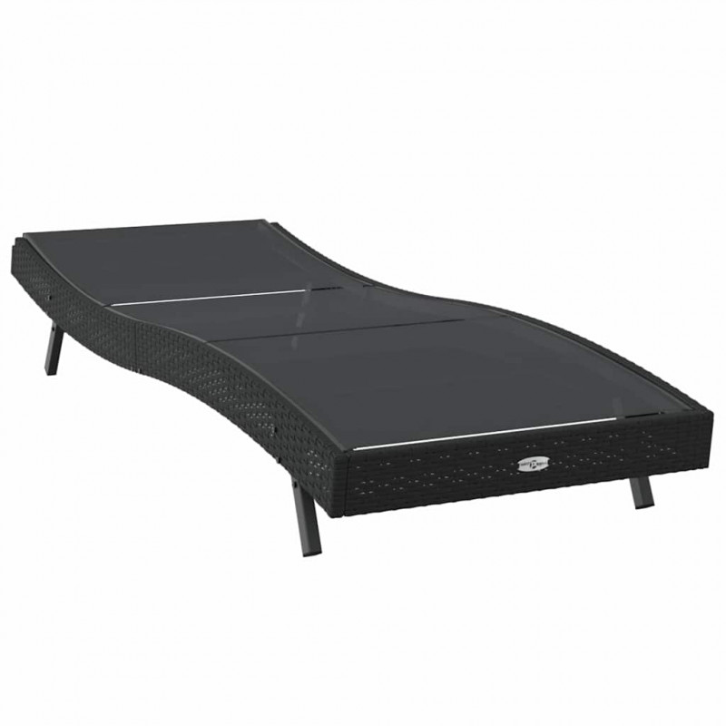 Leżak Czarny 197 x 70 x 82 cm polirattan