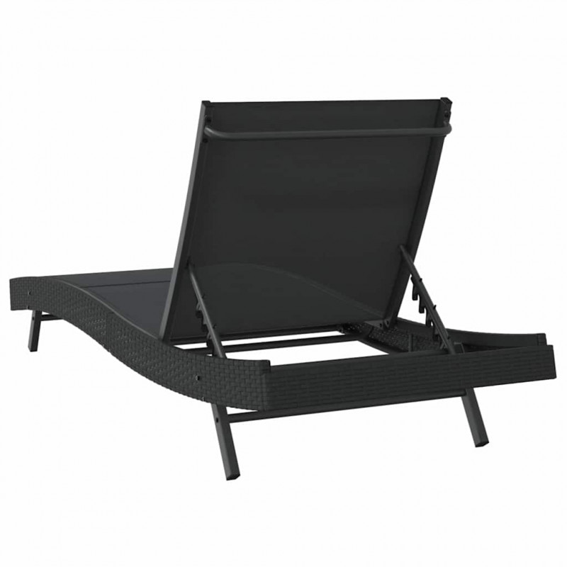 Leżak Czarny 197 x 70 x 82 cm polirattan