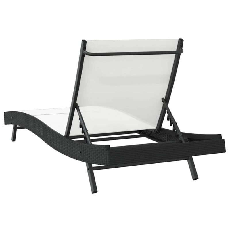 Leżak Czarny i Biały 197 x 70 x 82 cm polirattan