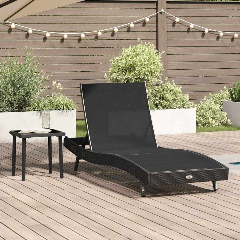 Leżak 2 pcs Czarny polirattan