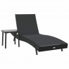 Leżak 2 pcs Czarny polirattan