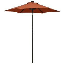 Parasol ogrodowy z LED, terakota, 200x211 cm, aluminium