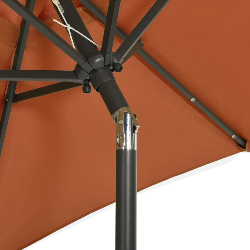 Parasol ogrodowy z LED, terakota, 200x211 cm, aluminium