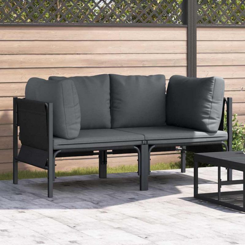 Meble Ogrodowe z poduszką 2 pcs Antracyt 80 x 80 x 71 cm Stal