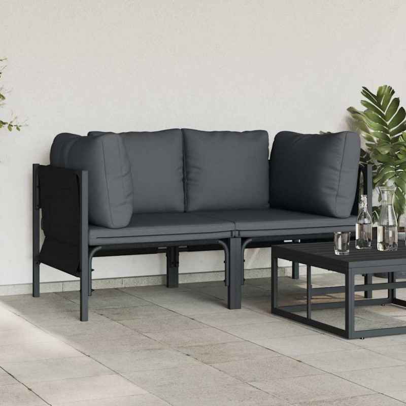 Meble Ogrodowe z poduszką 2 pcs Antracyt 80 x 80 x 71 cm Stal