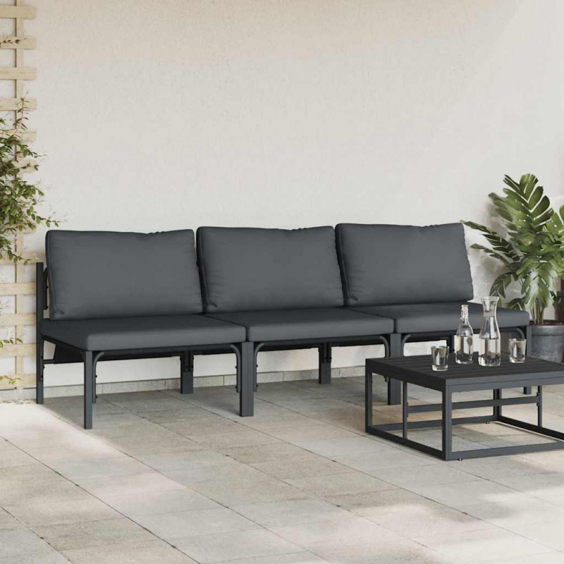 Meble Ogrodowe z poduszką 3 pcs Antracyt 80 x 80 x 71 cm Stal