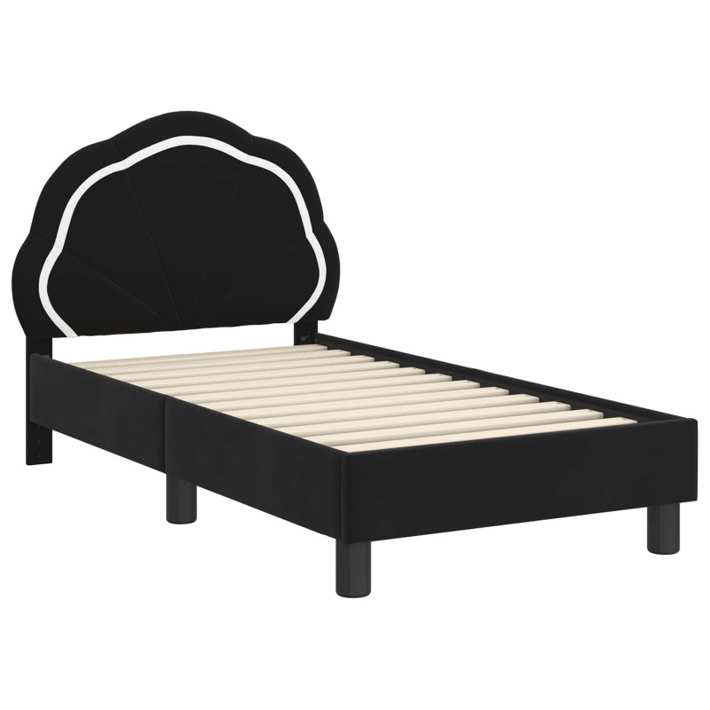 Stelaż łóżka dla malucha z oparciem Czarny 70 x 140 cm Aksamit