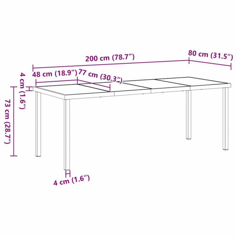 Stół Ogrodowy Czarny 200 x 80 x 73 cm Metal