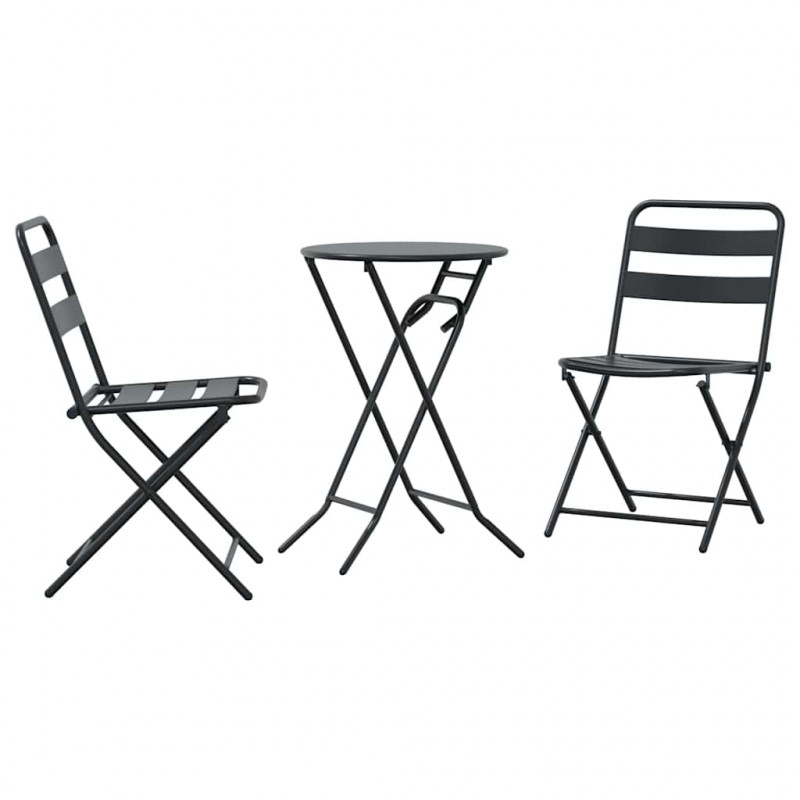 Zestaw Bistro Ogrodowego 3 pcs Antracyt Stal