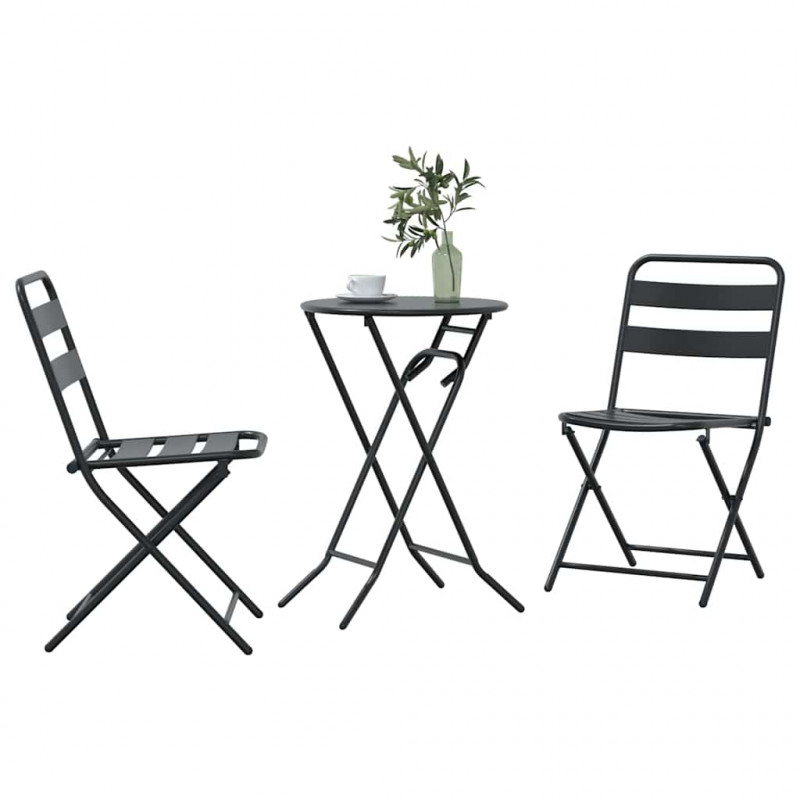 Zestaw Bistro Ogrodowego 3 pcs Antracyt Stal