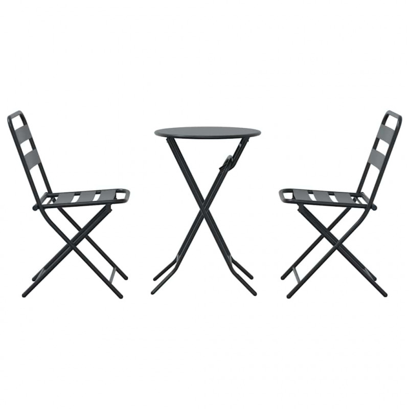 Zestaw Bistro Ogrodowego 3 pcs Antracyt Stal