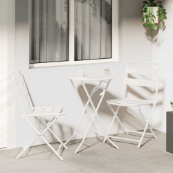 Zestaw Bistro Ogrodowego 3 pcs Biały Stal