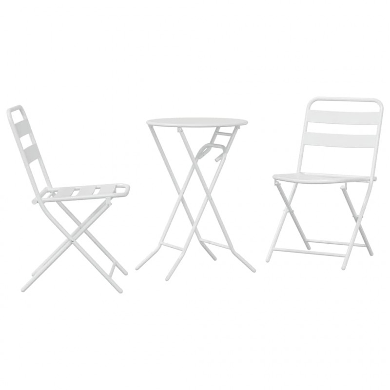 Zestaw Bistro Ogrodowego 3 pcs Biały Stal