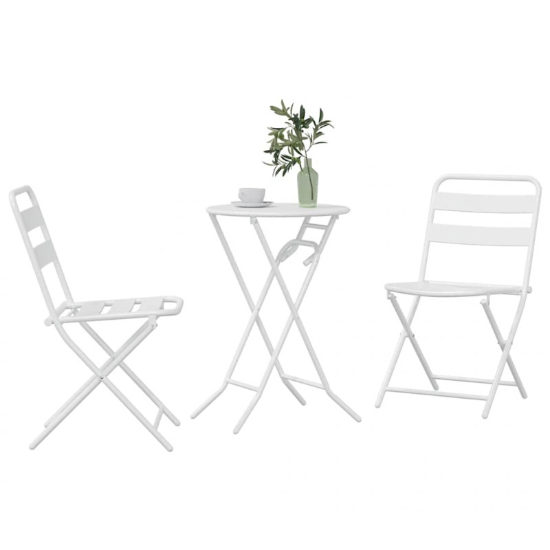 Zestaw Bistro Ogrodowego 3 pcs Biały Stal