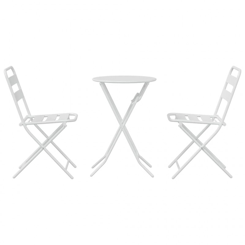 Zestaw Bistro Ogrodowego 3 pcs Biały Stal