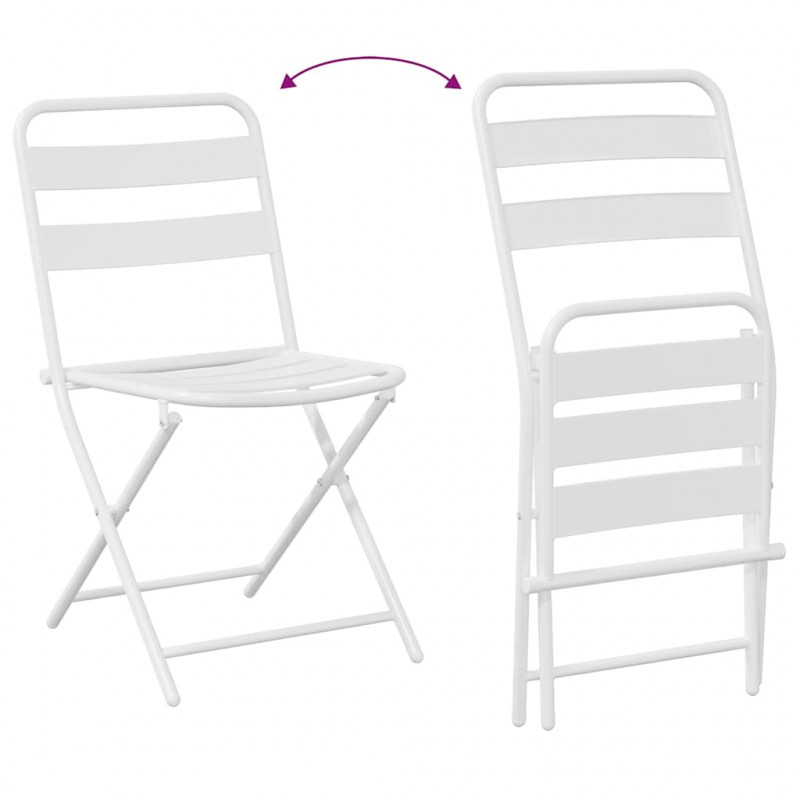Zestaw Bistro Ogrodowego 3 pcs Biały Stal