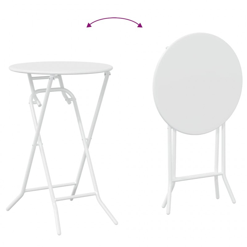 Zestaw Bistro Ogrodowego 3 pcs Biały Stal
