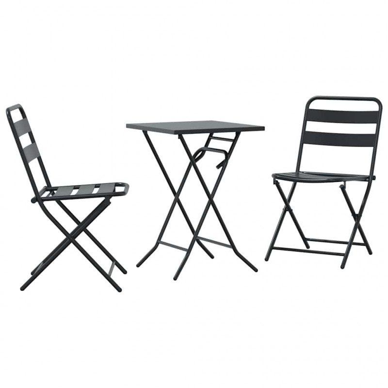 Zestaw Bistro Ogrodowego 3 pcs Antracyt Stal